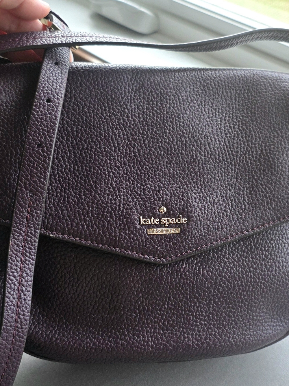 kate spade Pebbled Leather Crossbody in Plum